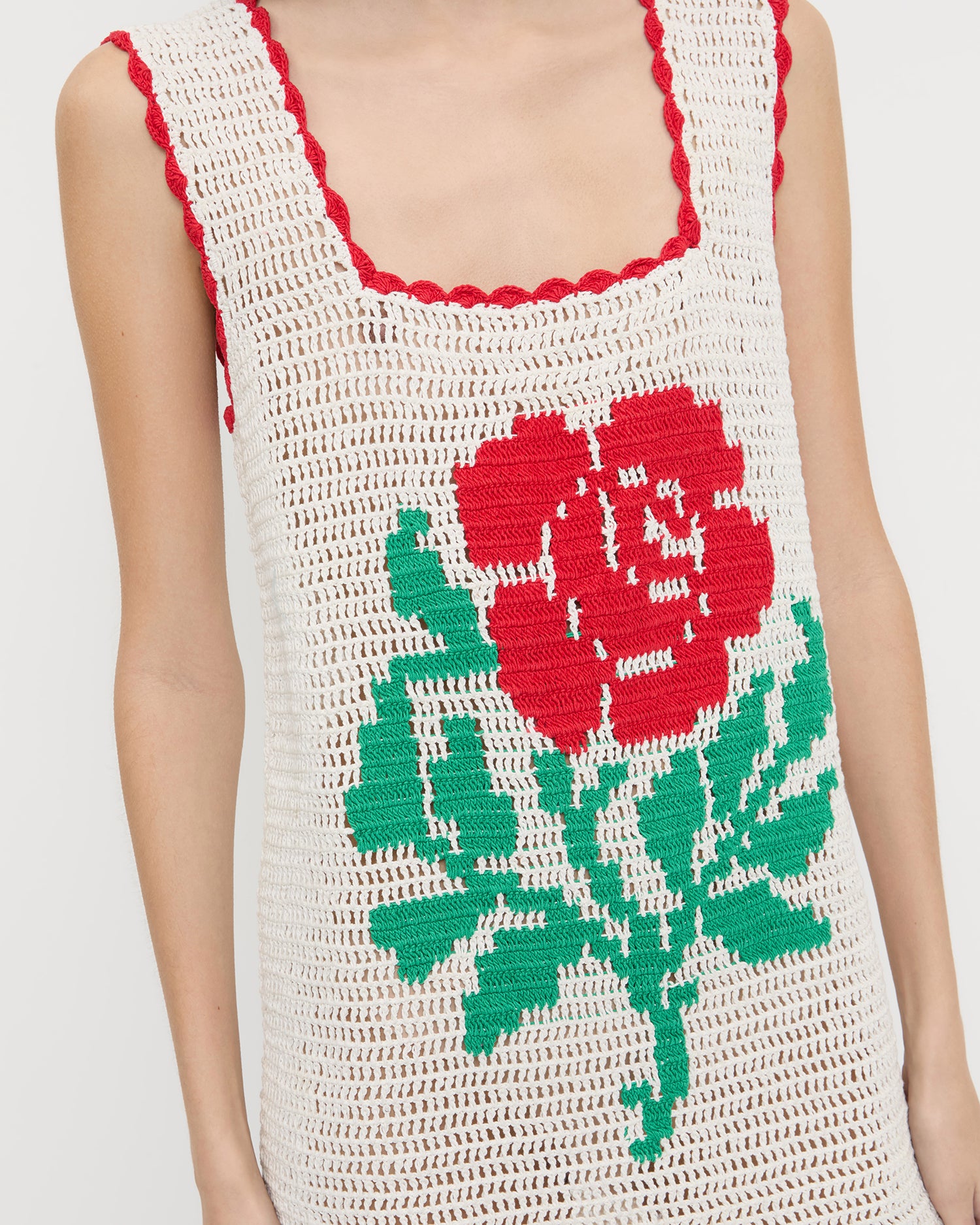 Helena Cream/Red Crochet Dress | Dresses