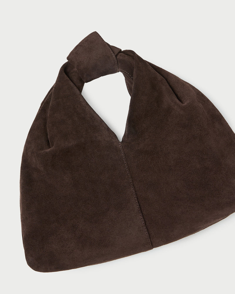 Helga Brown Suede Knot Clutch