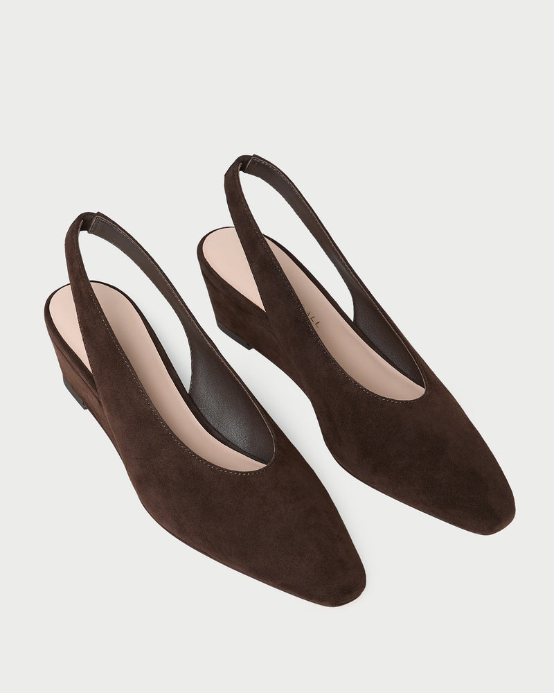 Hyla Brown Suede Slingback Wedge