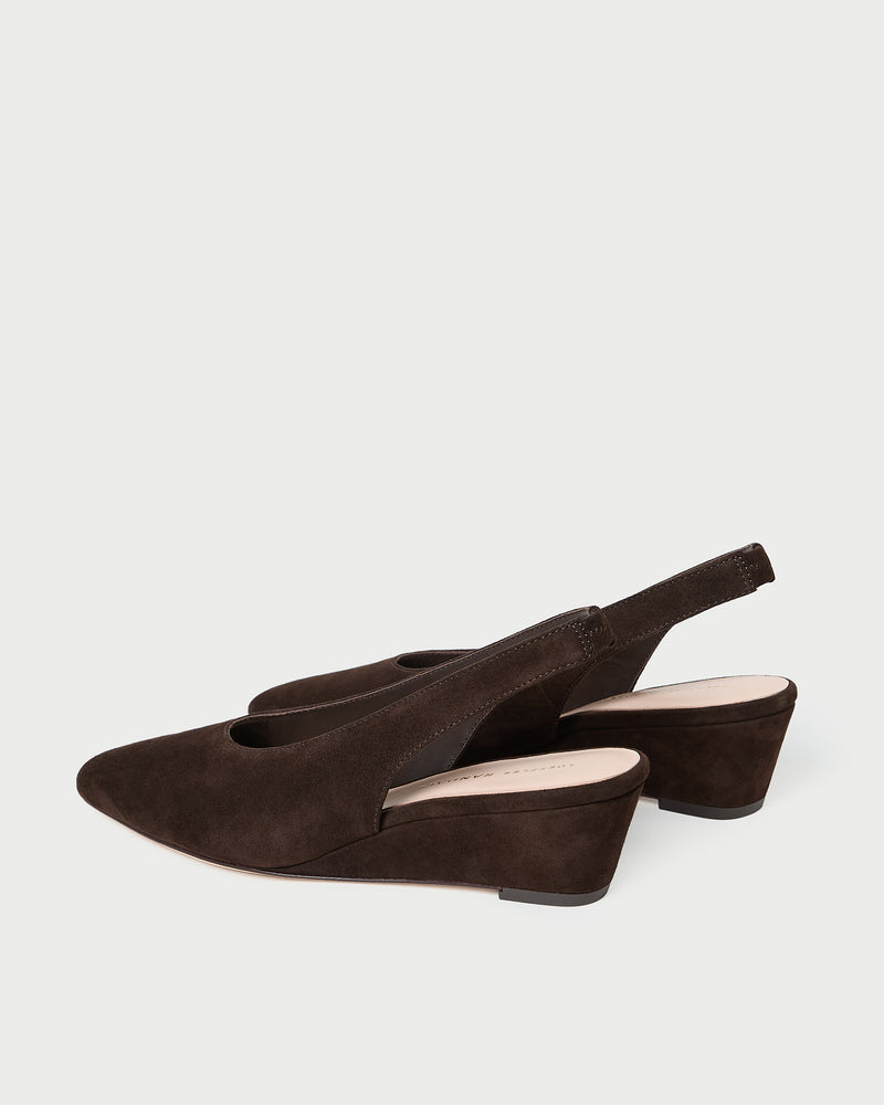 Hyla Brown Suede Slingback Wedge