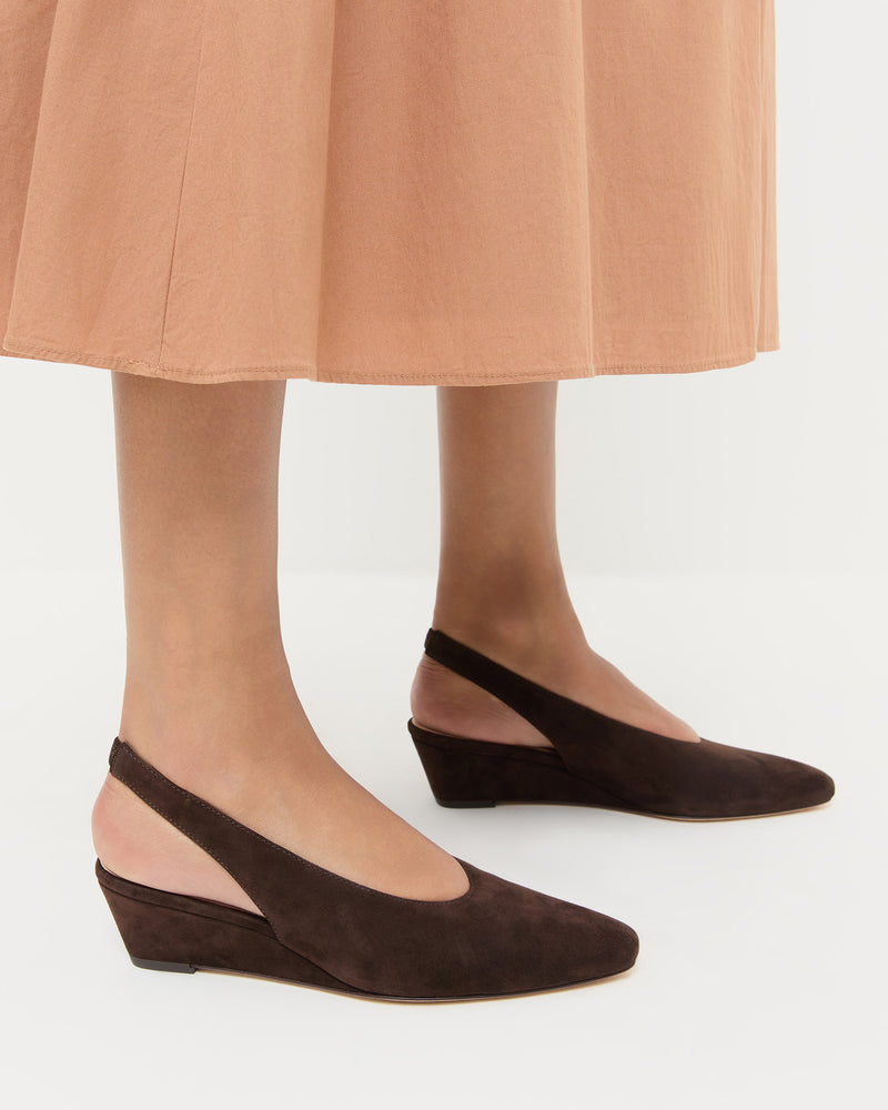 Hyla Brown Suede Slingback Wedge