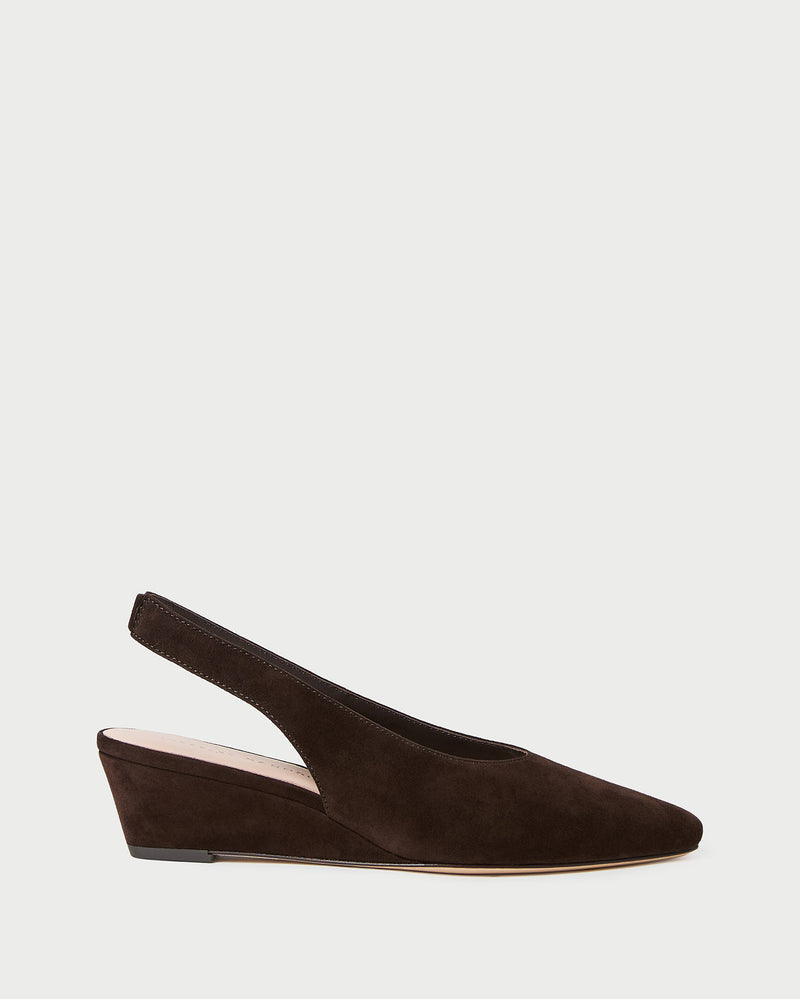 Hyla Brown Suede Slingback Wedge