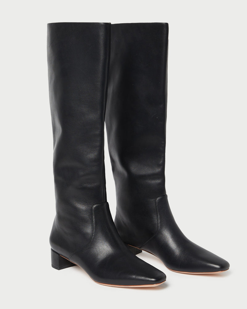 Indy Black Leather Tall Boot in black leather.