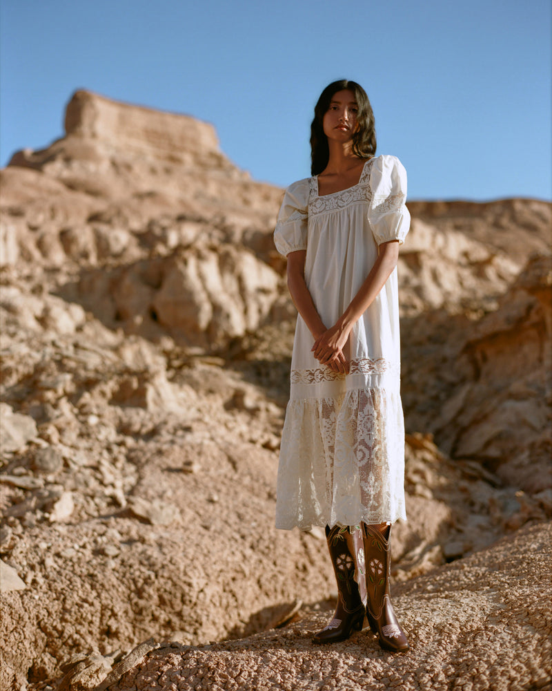 Jo Cream Puff-Sleeve Dress | Dresses