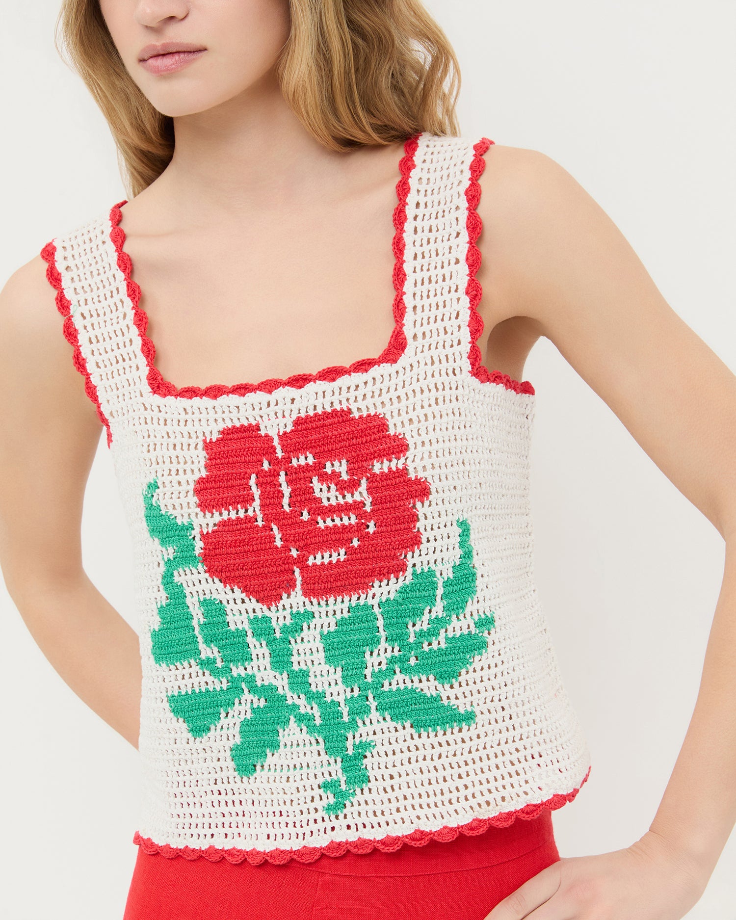 Juliette Red/Green Floral Top | Tops | Apparel