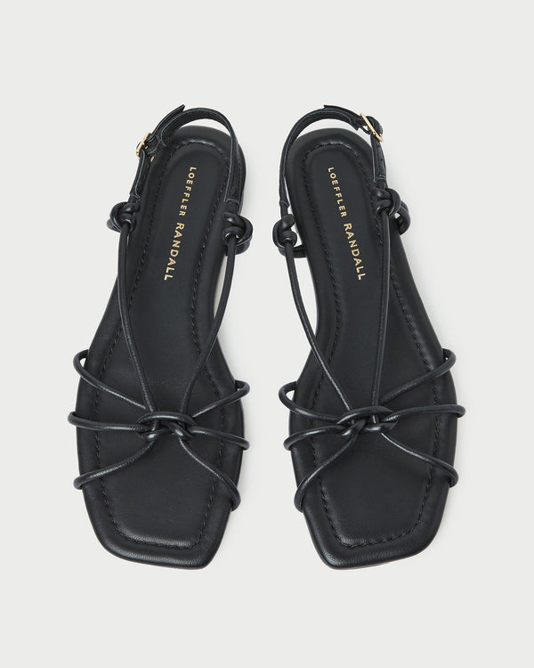 Karly Black Leather Strappy Sandal in black nappa leather.