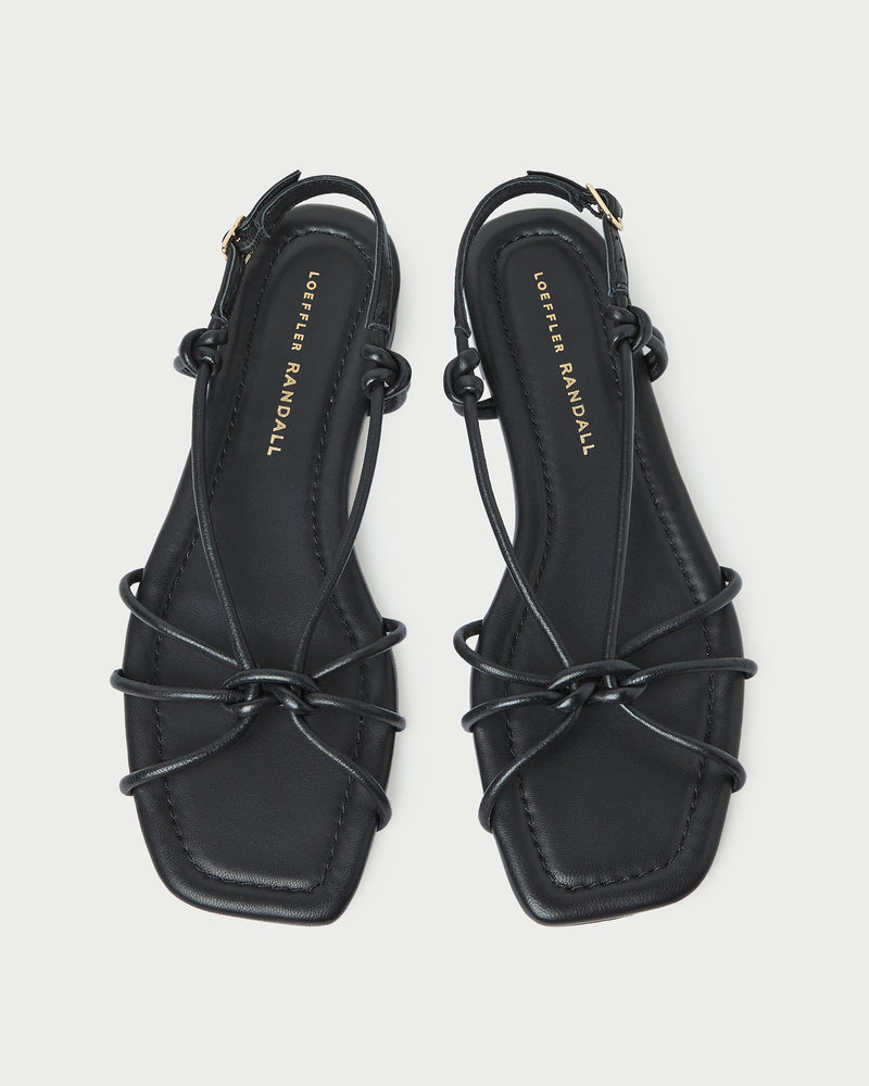 Karly Black Leather Strappy Sandal in black nappa leather.