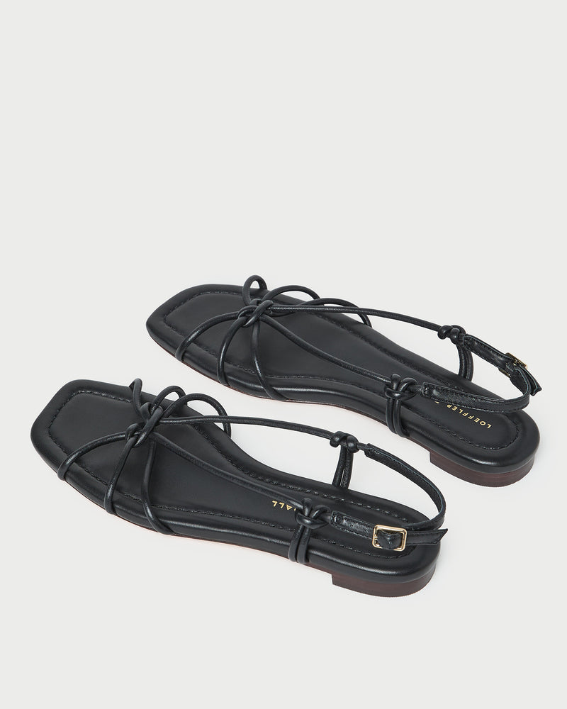 Karly Black Leather Strappy Sandal in black nappa leather.