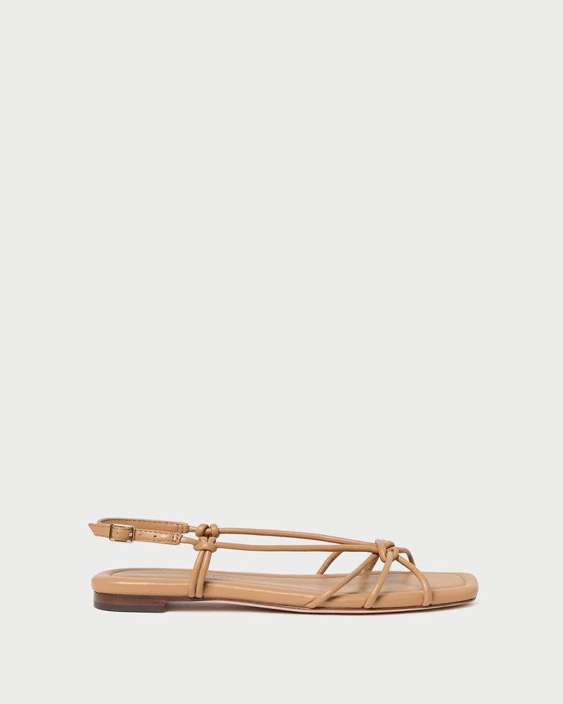 Karly Dune Leather Strappy Sandal in dune nappa leather.
