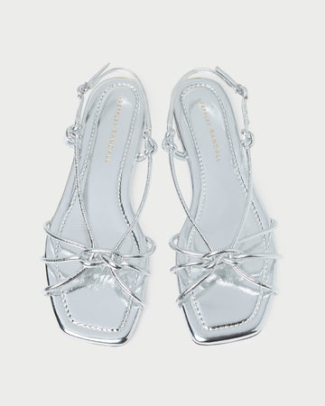 strappy silver dress sandals Karly Silver Leather Strappy Sandal | Flat Sandals