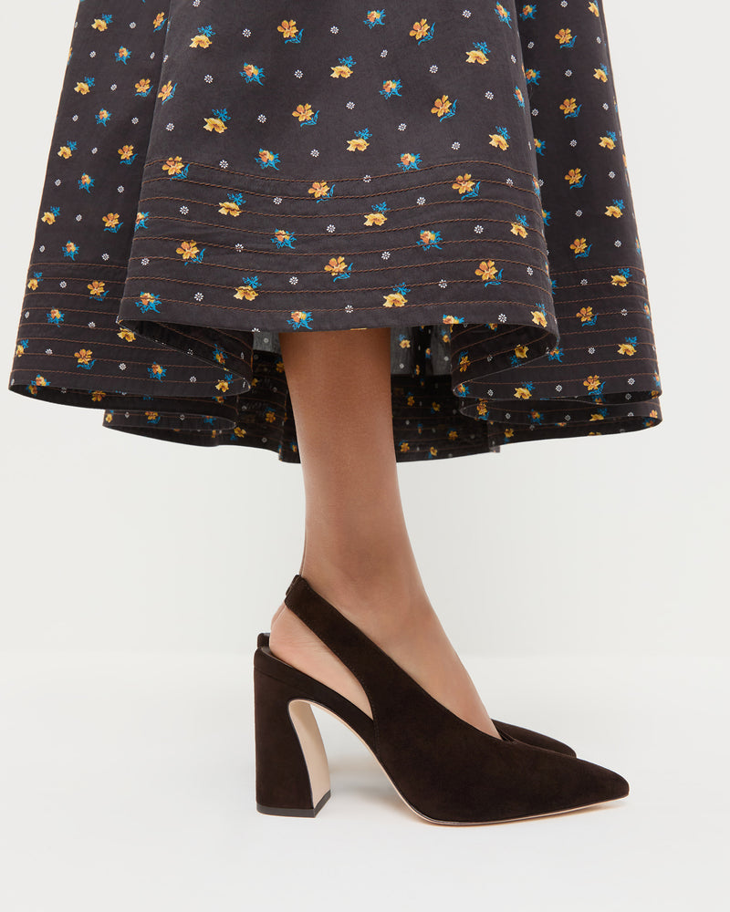 Katerina Brown Suede Slingback Pump and Lilibeth Dress.