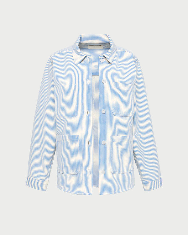 Kennedy Workwear Jacket in blue striped cotton.