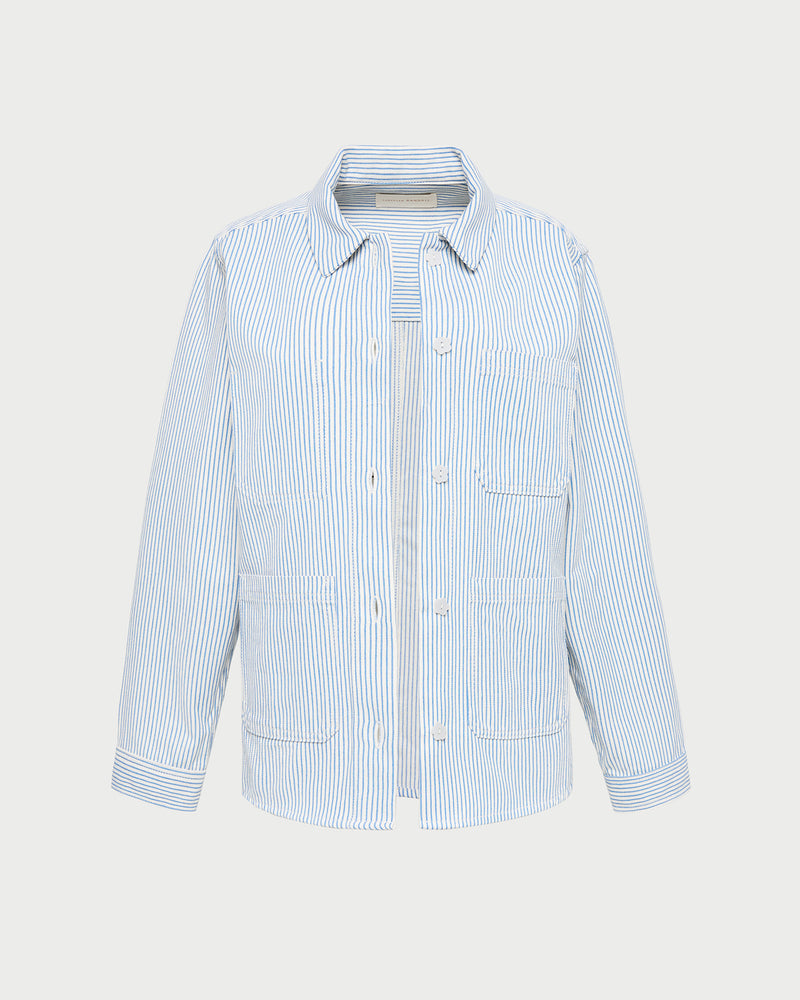 Kennedy Workwear Jacket in blue striped cotton.