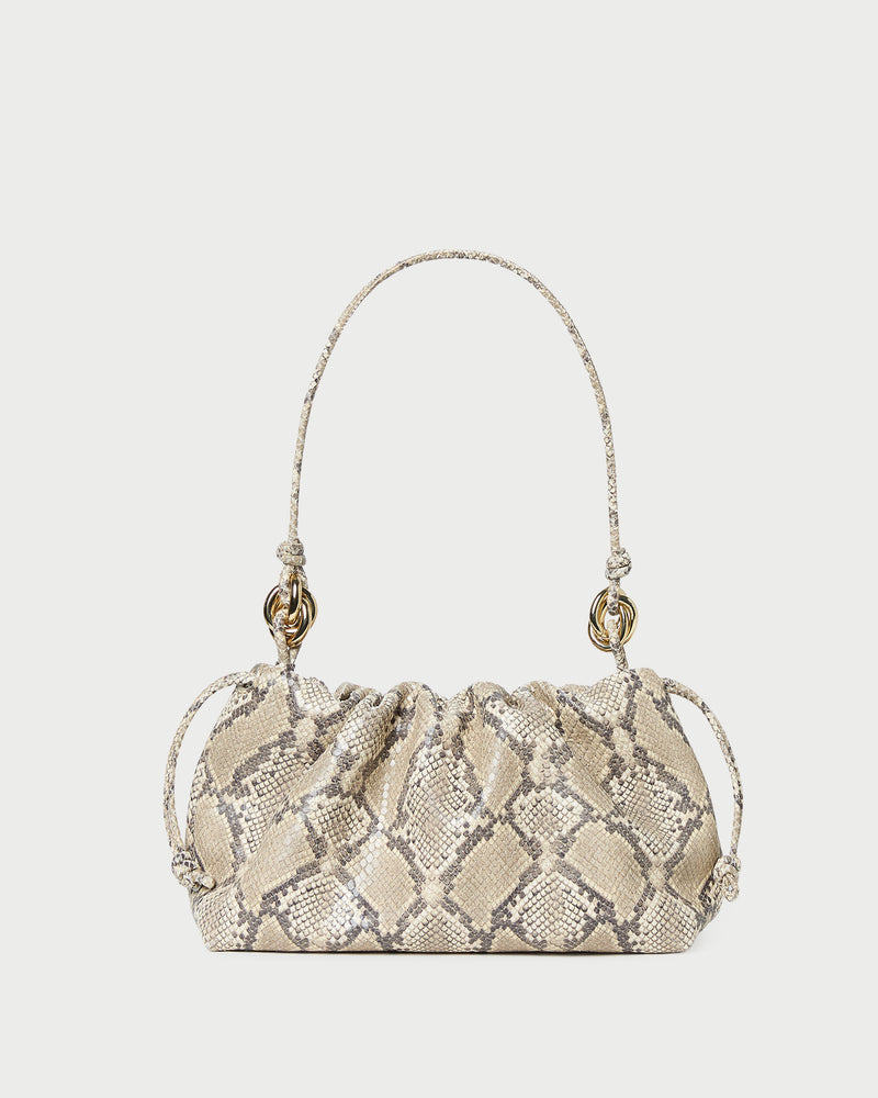 Kiri Snake Leather Shoulder Bag with gold hardware.