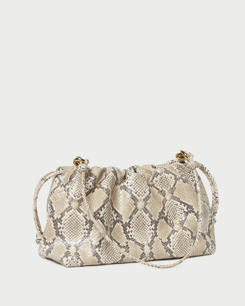 Kiri Snake Leather Shoulder Bag with gold hardware.