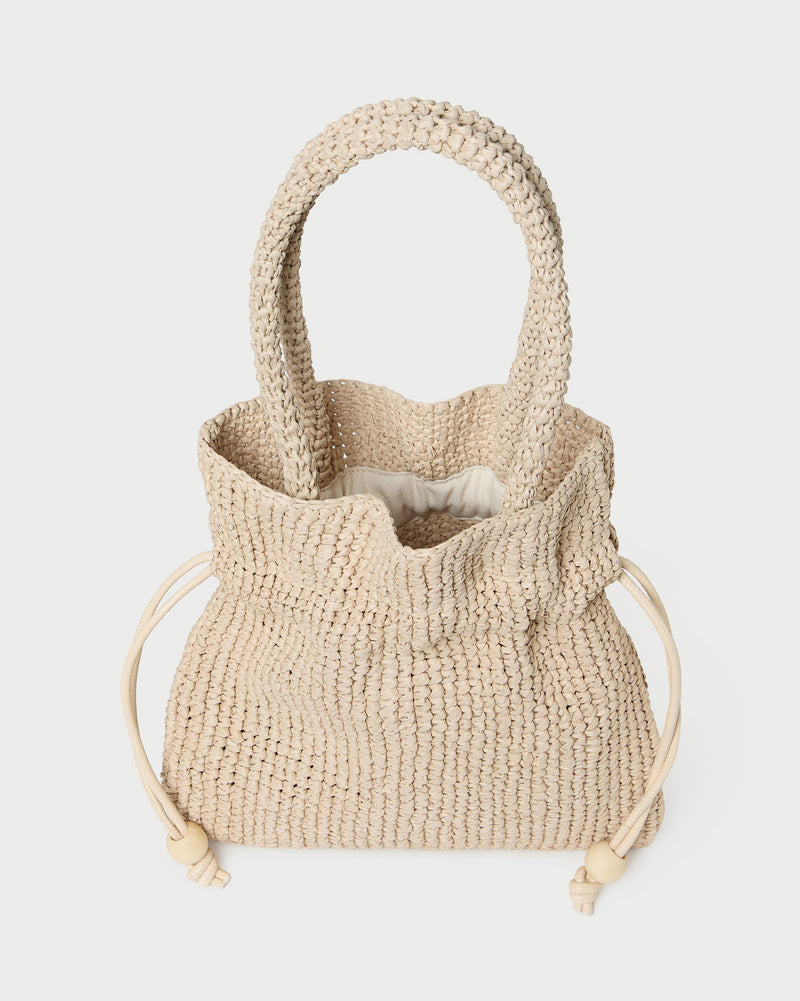 Kylie Natural Raffia Drawstring Pouch