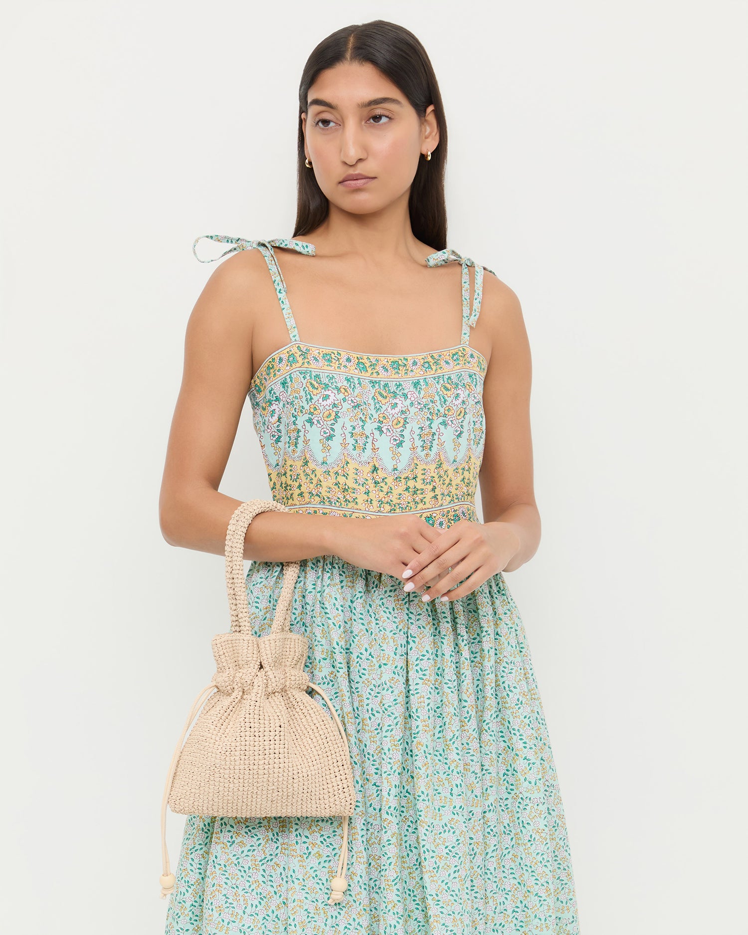Kylie Natural Raffia Drawstring Pouch | Clutches | Handbags