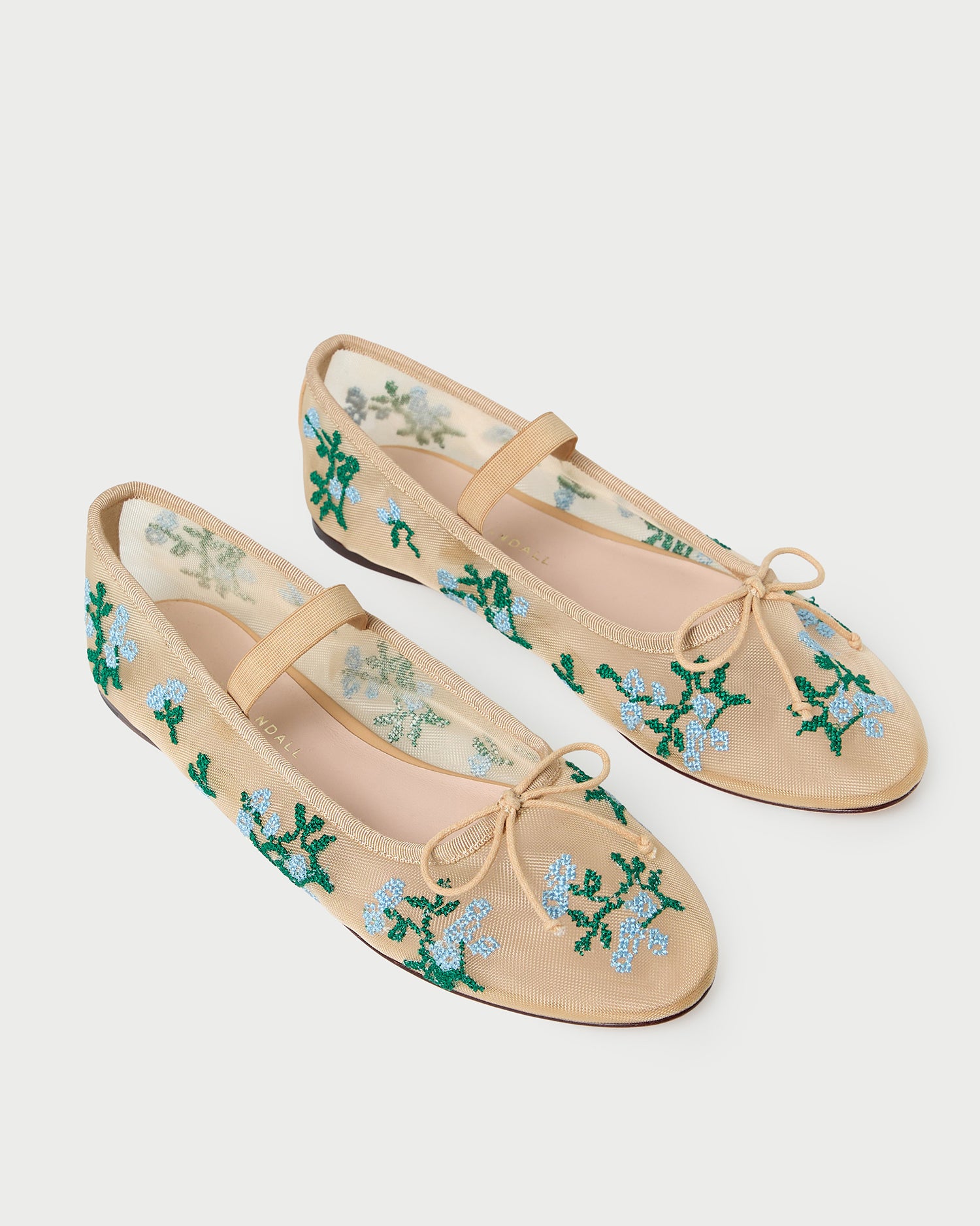 Leonie Caramel/Blue Embroidered Ballet Flat | Footwear