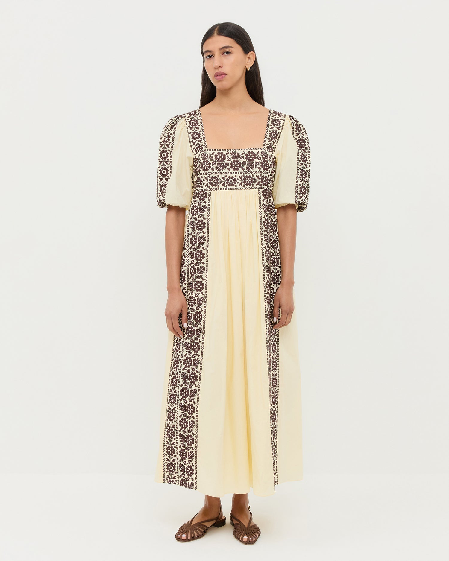 women's embroidered dress Lotus Butter/Brown Embroidered Dress | Dresses