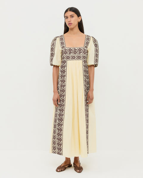 brown and white floral dress Lotus Butter/Brown Embroidered | Dresses Hand Wash Cold Color:Blush MiniGili 120 Best 90s party