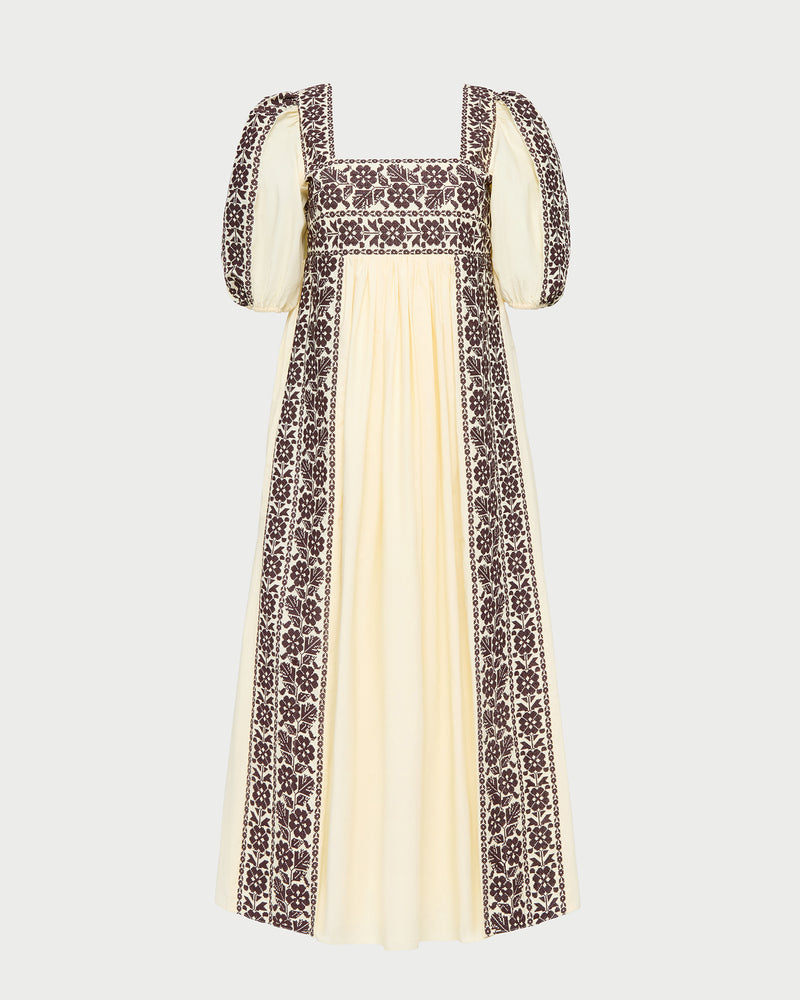 Lotus Butter/Brown Embroidered Dress | Dresses | Apparel Lotus Butter/Brown Embroidered Dress | Dresses | Apparel