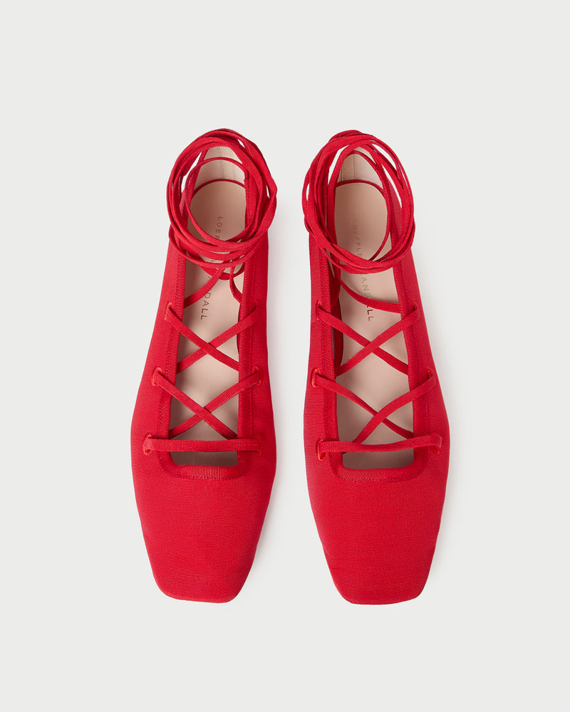 Louisa Red Lace-Up Ballet Flat