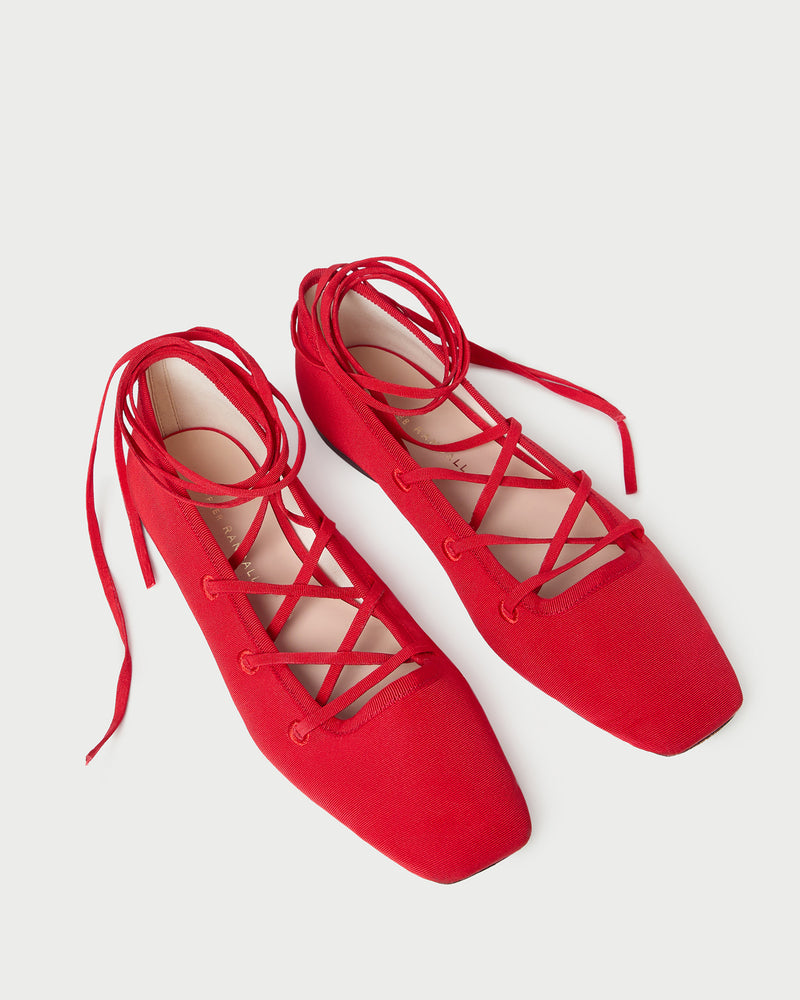 Louisa Red Lace-Up Ballet Flat