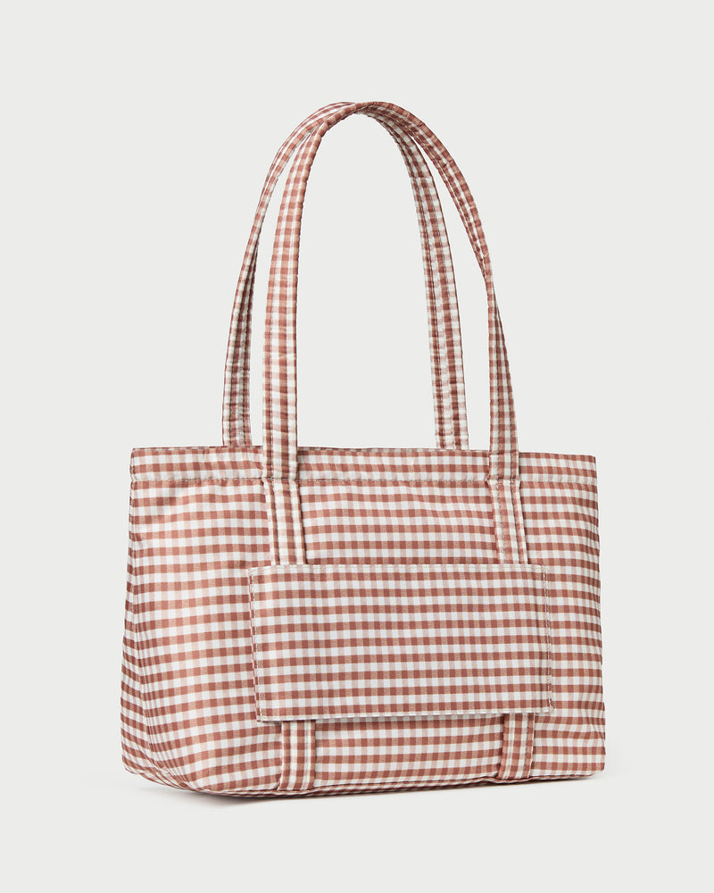 Lyla Brown Gingham Essential Tote
