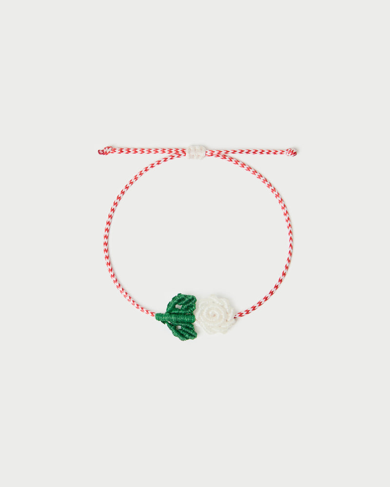 Macramé Rose White/Green Bracelet