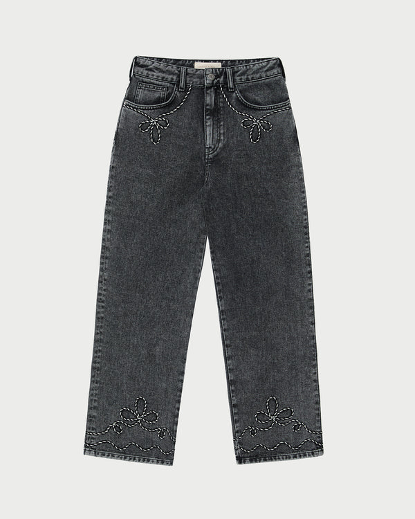 Magnolia Denim Pant in washed black denim.