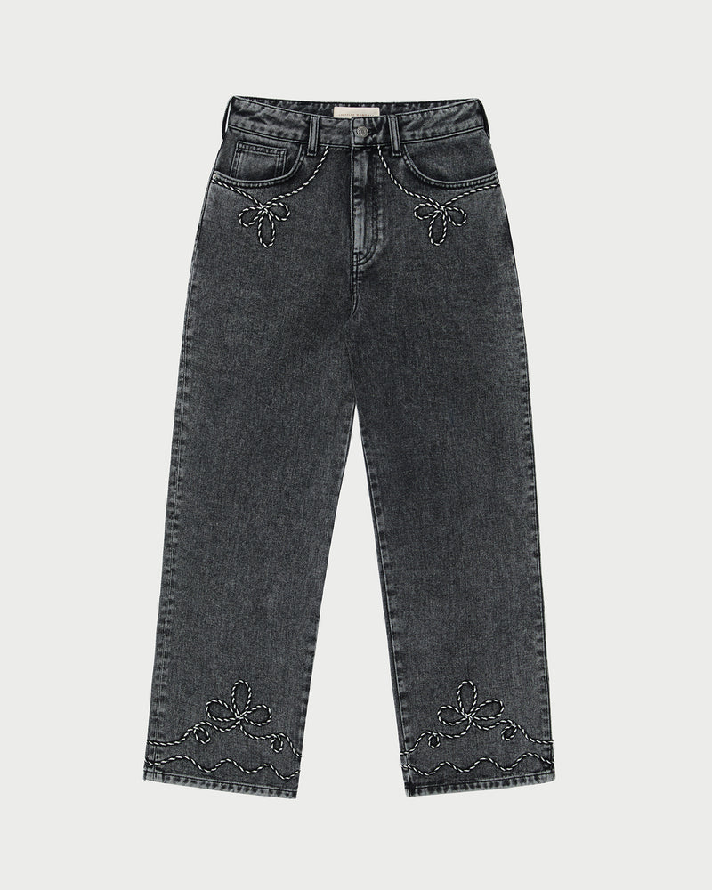 Magnolia Denim Pant in washed black denim.