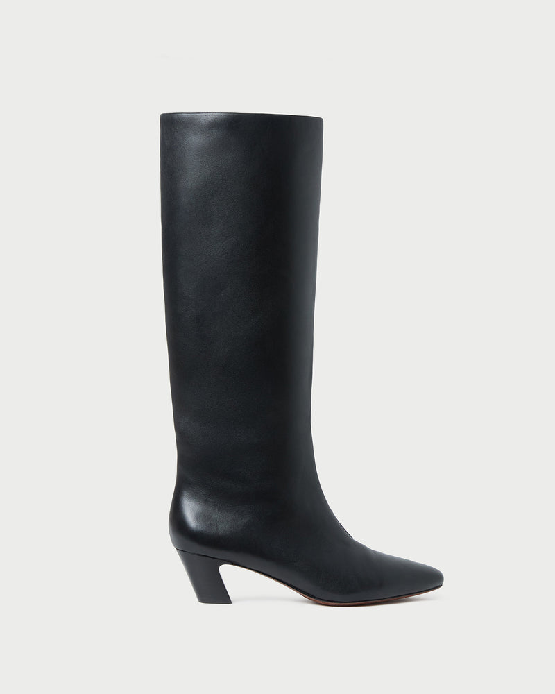 Marley Black Leather Tall Boot in black leather.
