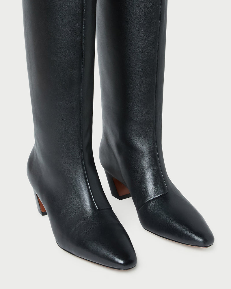 Marley Black Leather Tall Boot in black leather.