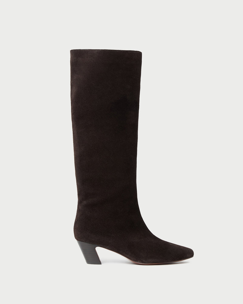 Marley Brown Suede Tall Boot in brown suede.