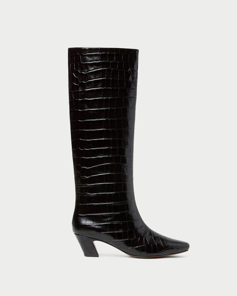 Marley Crocodile Leather Tall Boot in crocodile embossed leather.