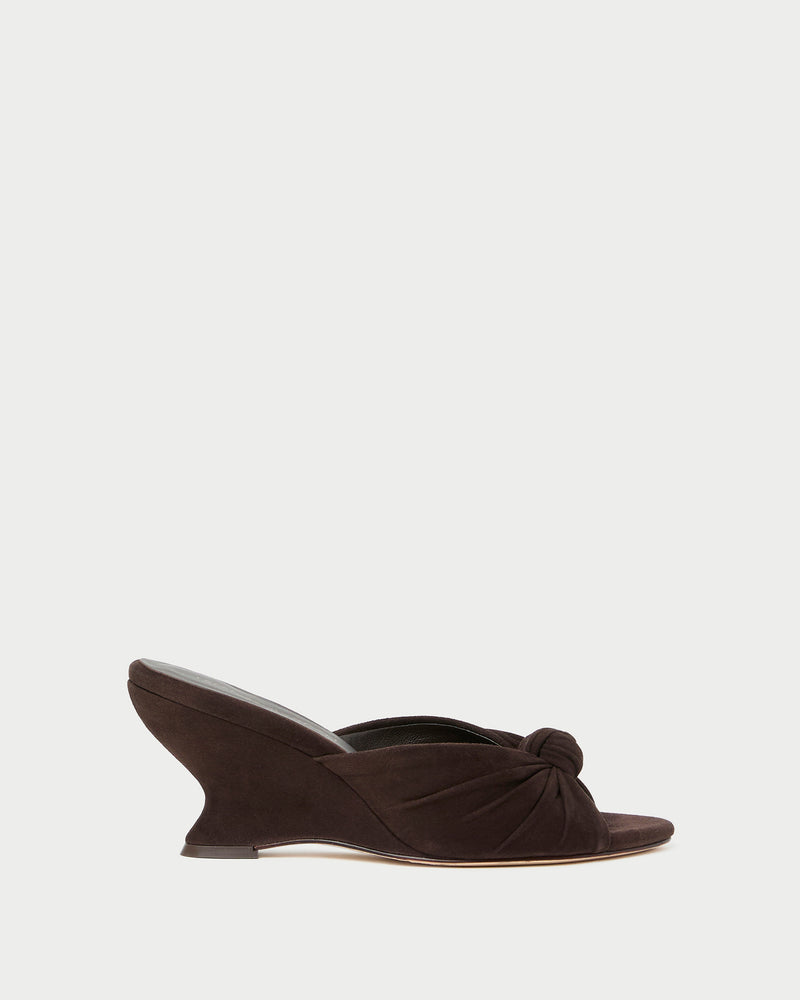 Marsy Brown Suede Knot Wedge