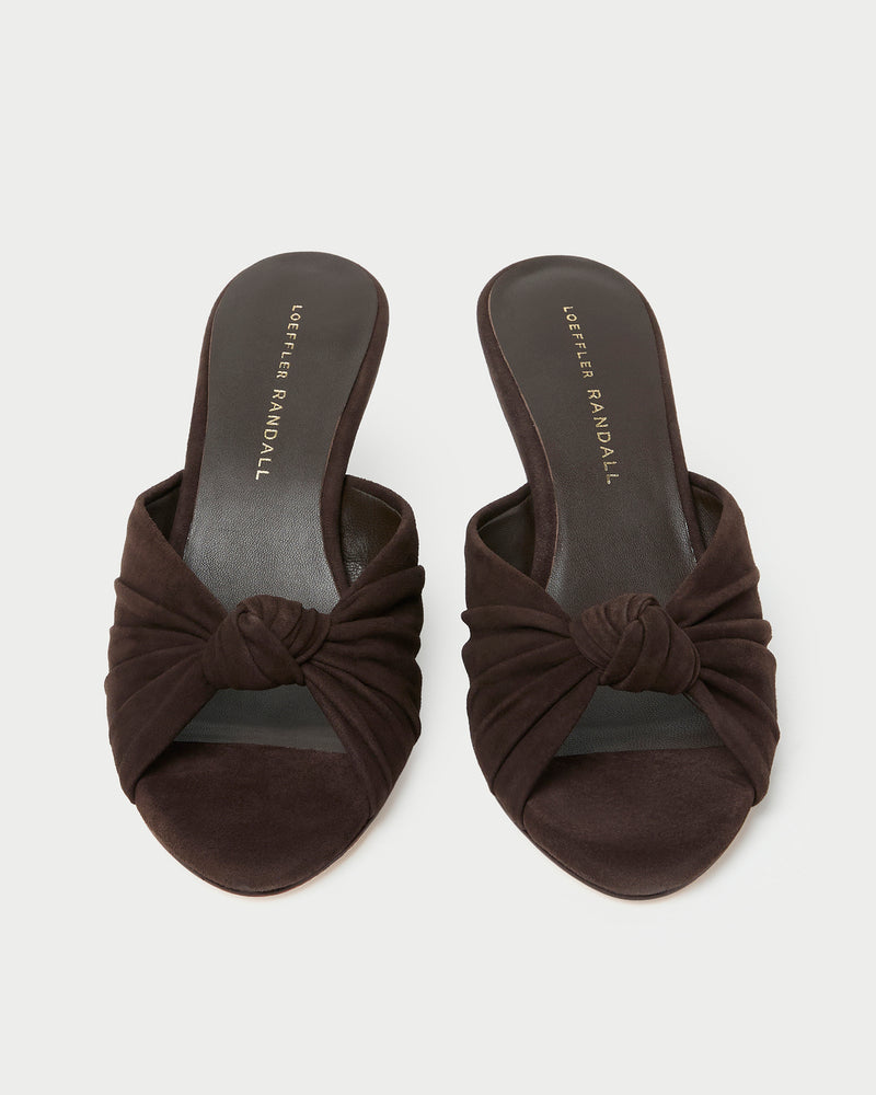 Marsy Brown Suede Knot Wedge