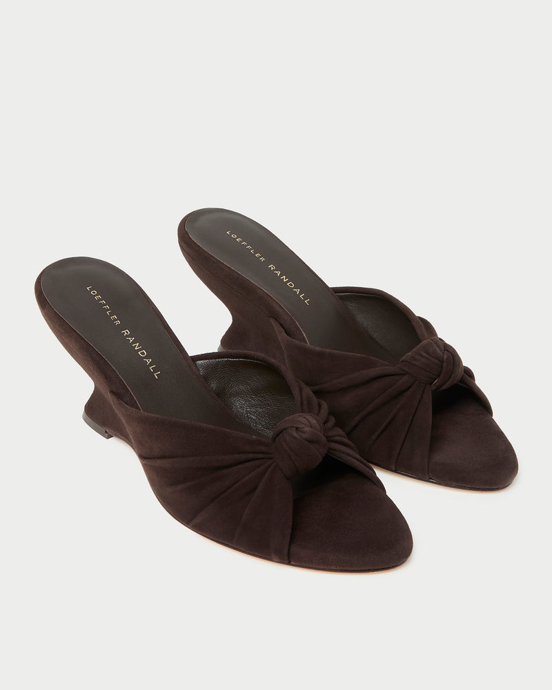 Marsy Brown Suede Knot Wedge