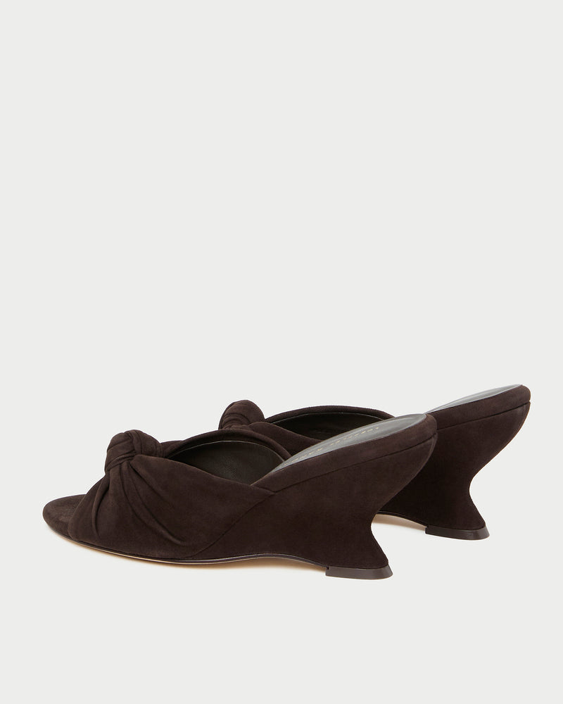 Marsy Brown Suede Knot Wedge