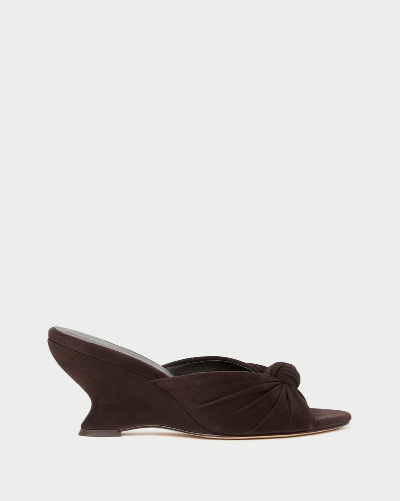 Marsy Brown Suede Knot Wedge