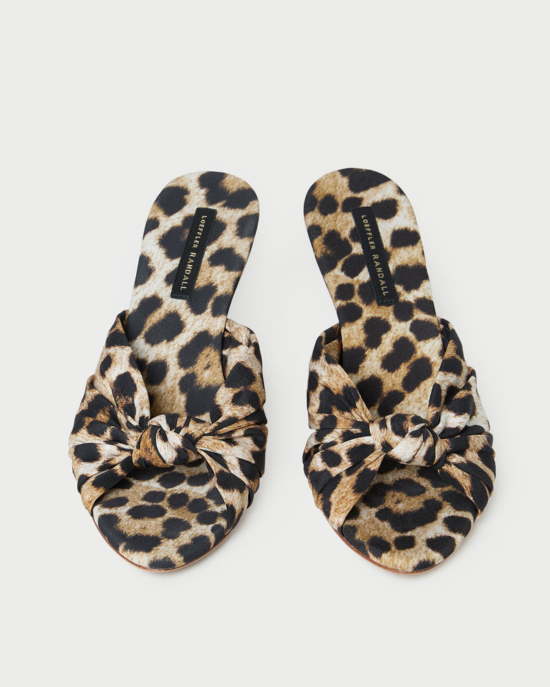 Marsy Silk Knot Wedge in leopard silk.