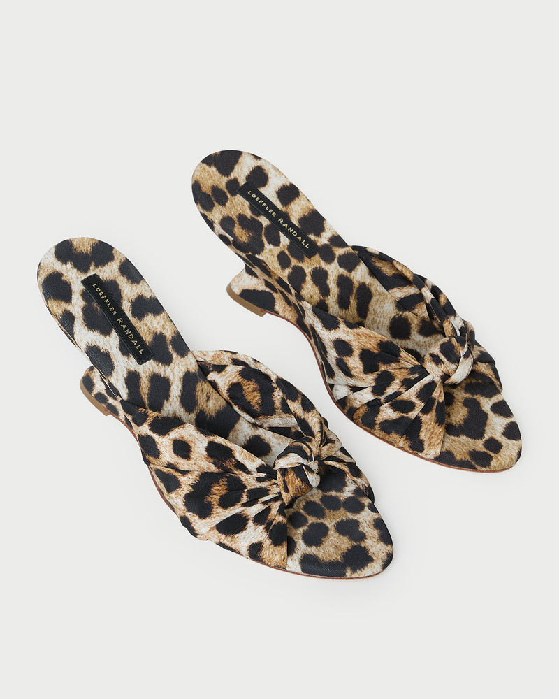 Marsy Silk Knot Wedge in leopard silk.