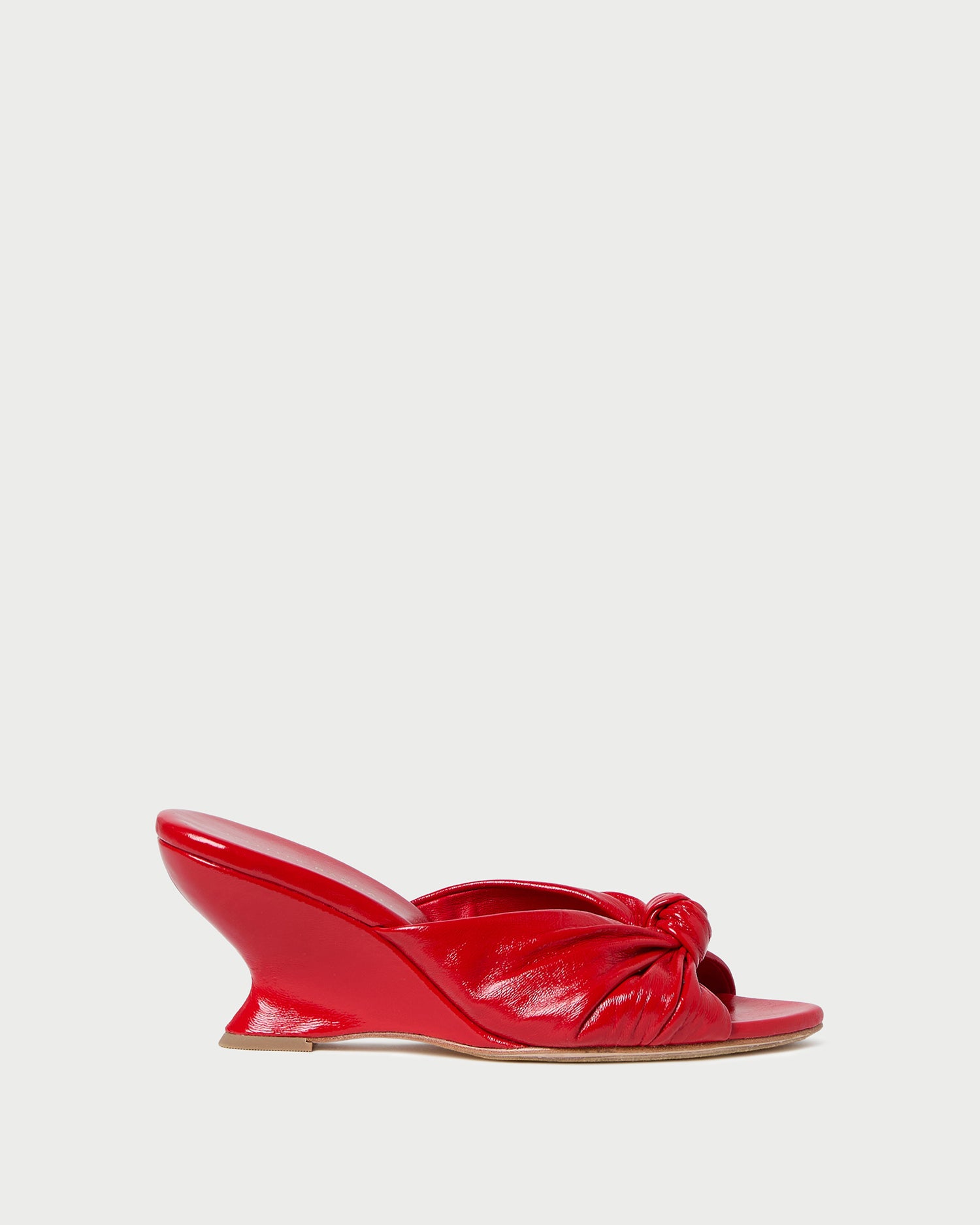 Marsy Red Leather Knot Wedge | Heeled Sandals | Footwear