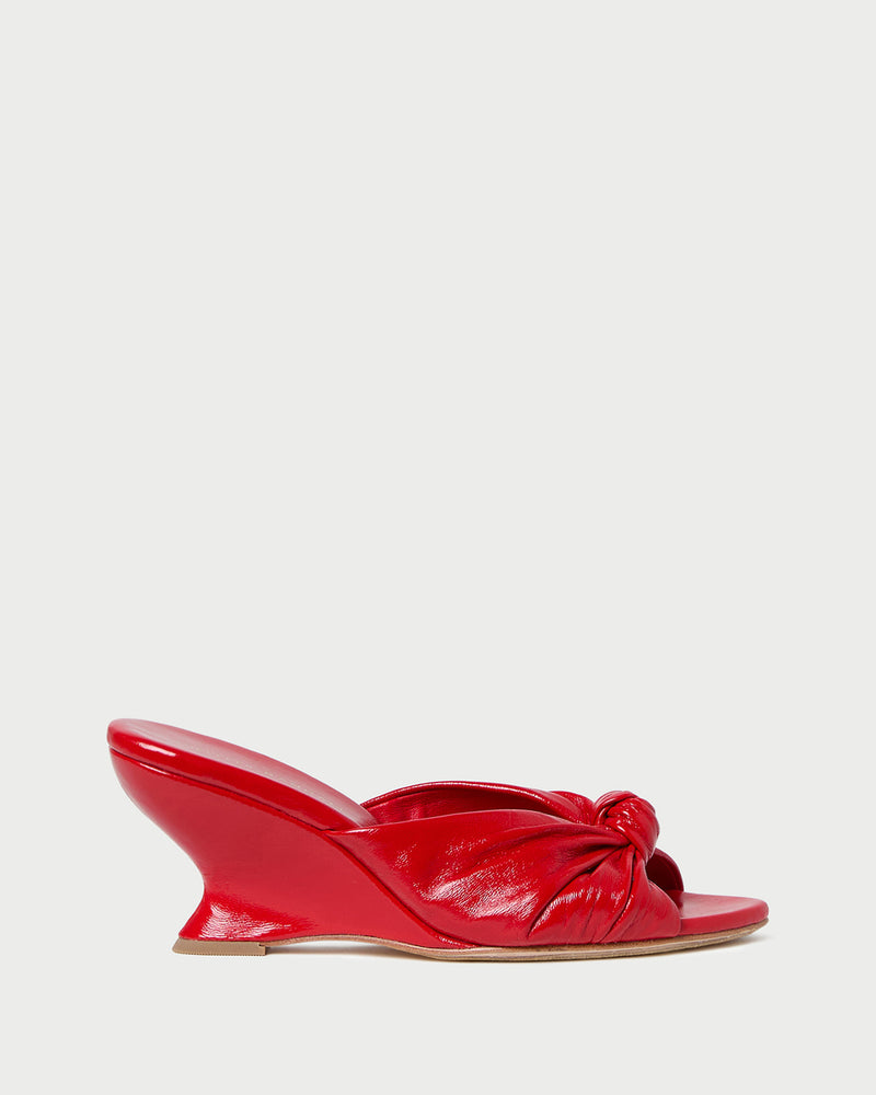 Marsy Leather Knot Wedge in Red