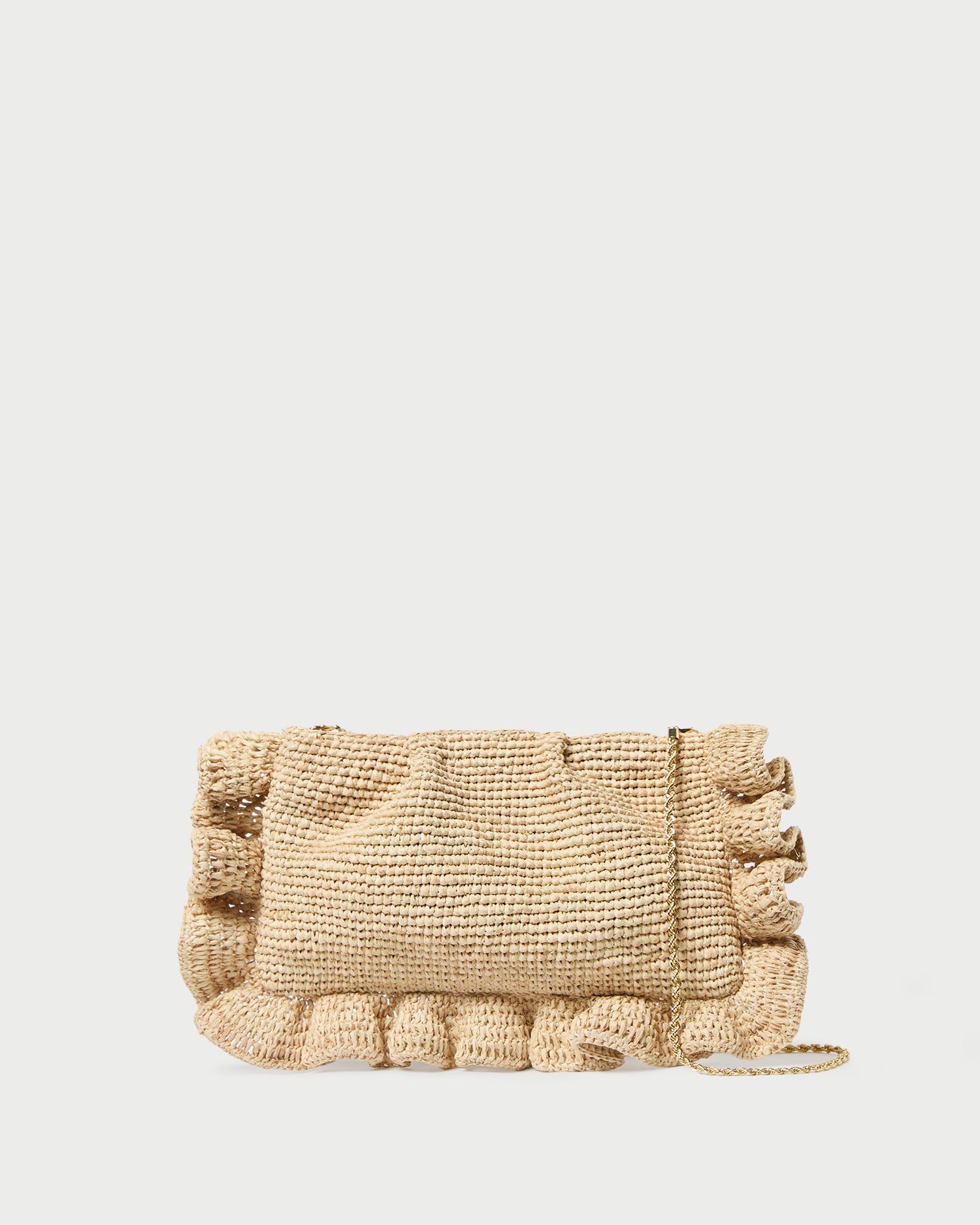 Mavis Natural Raffia Ruffle Clutch | Clutches | Handbags