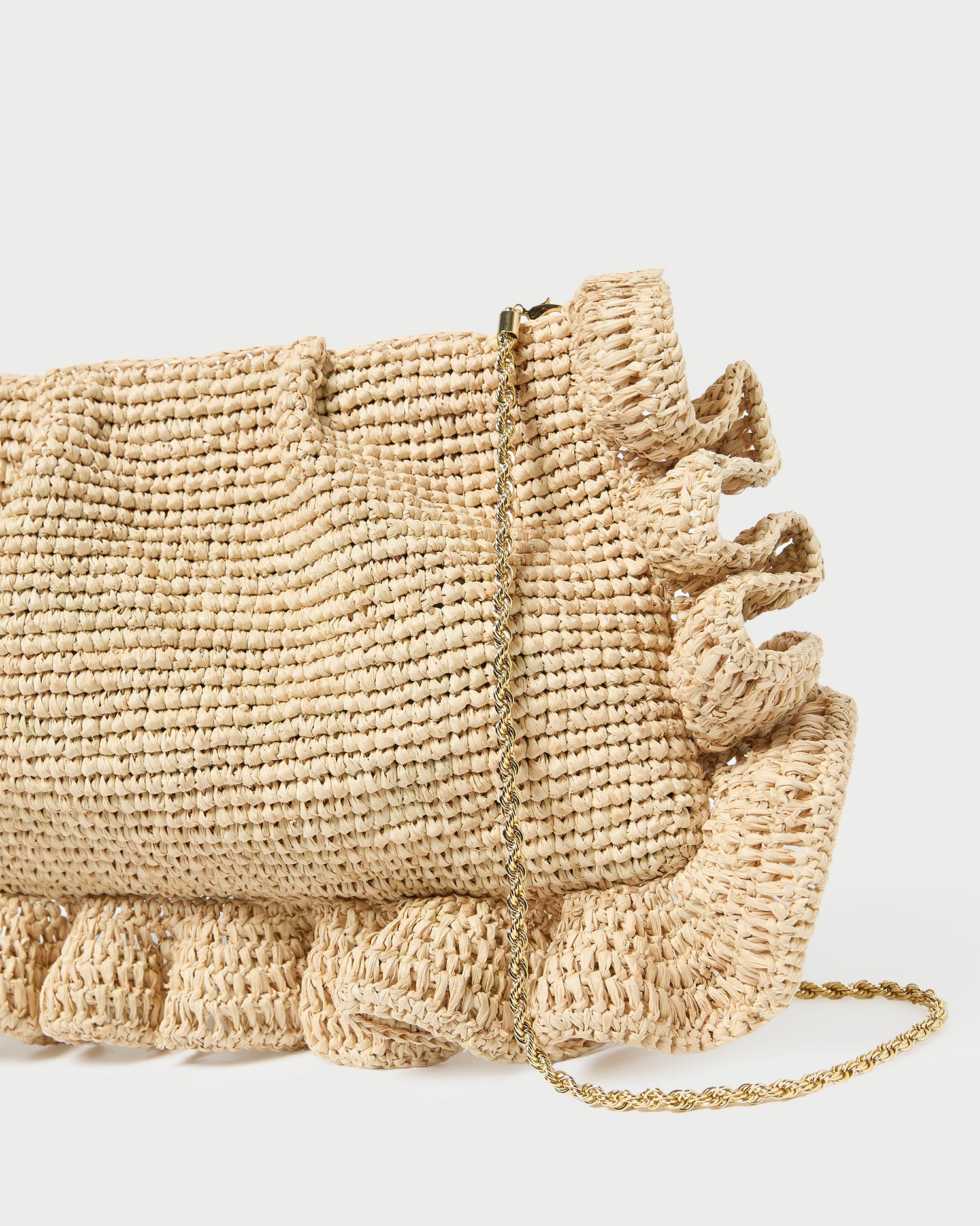 Mavis Natural Raffia Ruffle Clutch | Clutches | Handbags