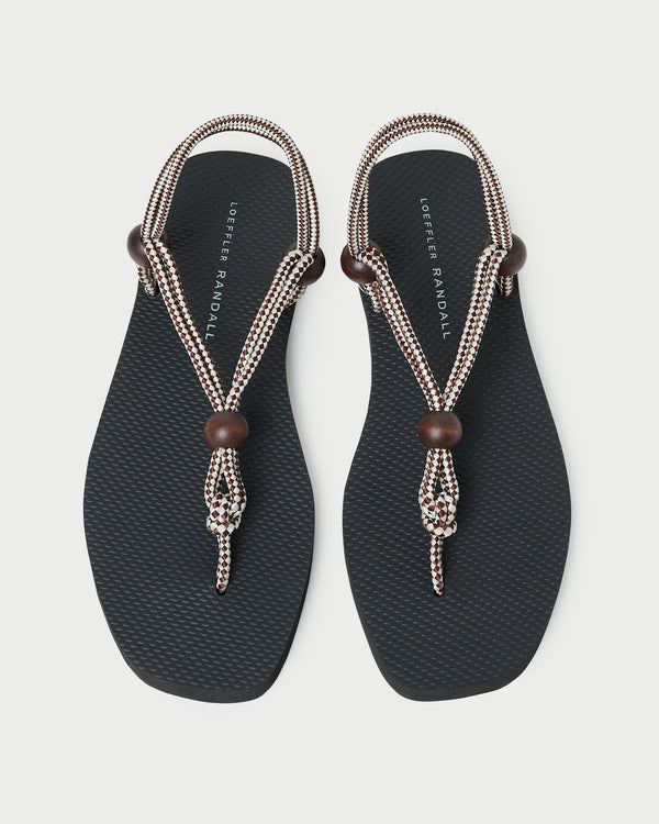 Mika Brown/Cream Sport Sandal with black rubber sole and brown/cream rope.