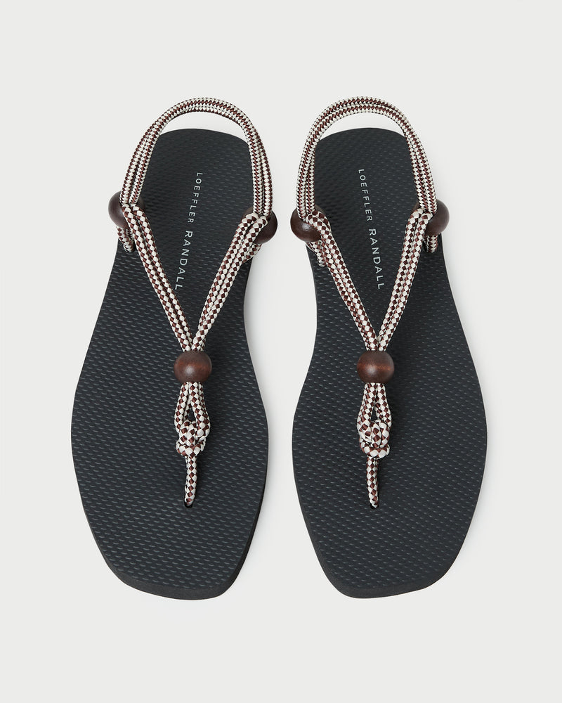 Mika Brown/Cream Sport Sandal with black rubber sole and brown/cream rope.