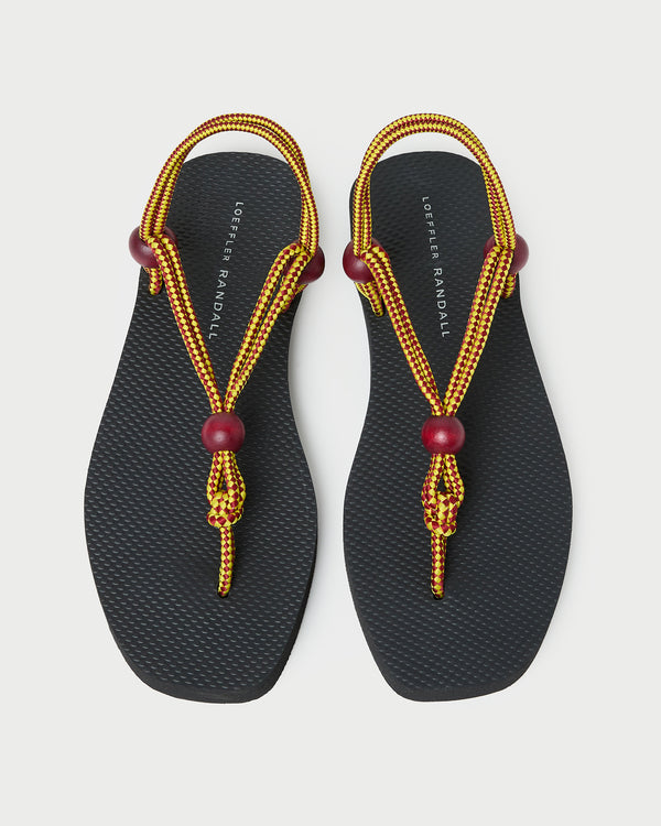 Mika Maroon/Yellow Sport Sandal with black rubber sole and maroon/yellow rope.