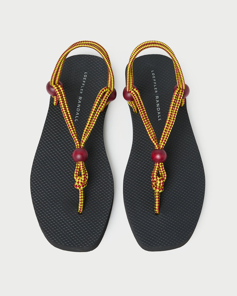 Mika Maroon/Yellow Sport Sandal with black rubber sole and maroon/yellow rope.